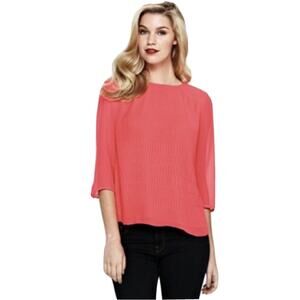 Ted Baker Pink Gyda Pleated Chiffon Blouse‎ Sz 1 Coral